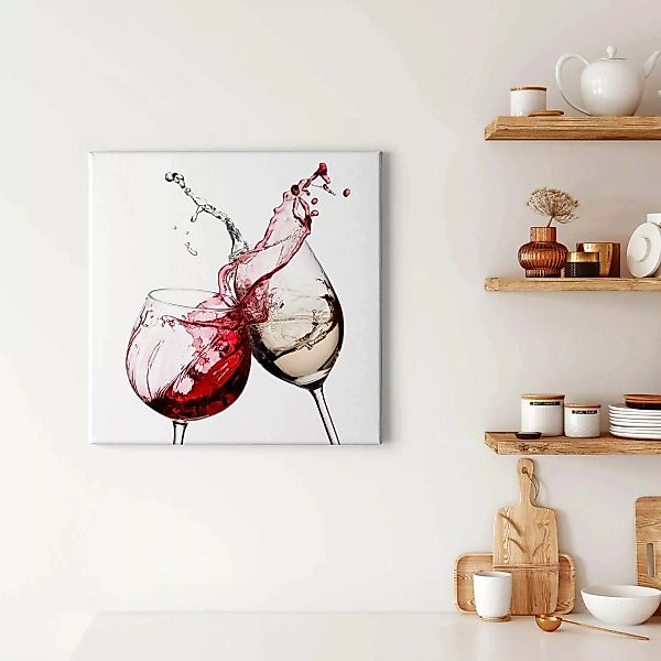 Bricoflor Weinglas Bild In Weiß Und Rot Leinwand Bild Mit Rotwein Motiv Qua günstig online kaufen