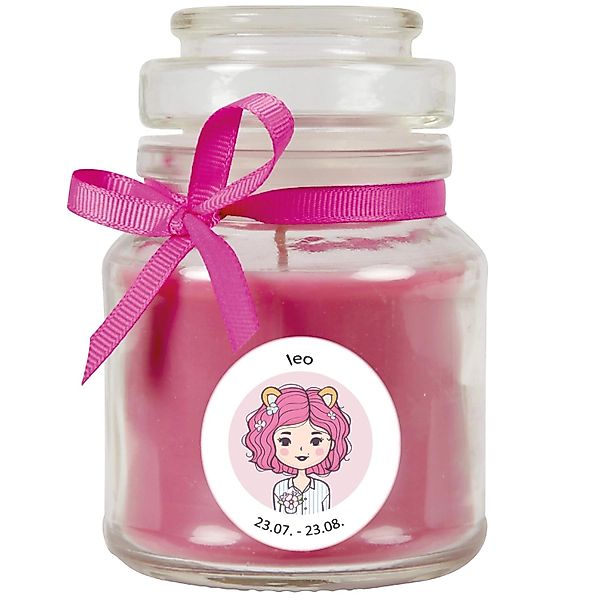 HS Candle Duftkerze & Glas Sternzeichen Lavendel 30 Stunden Löwe günstig online kaufen