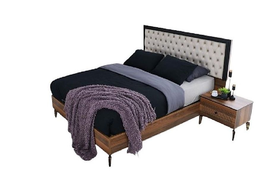 Xlmoebel Bett Braunes Holzdoppelbettgestell für das Schlafzimmer. (1-tlg., günstig online kaufen