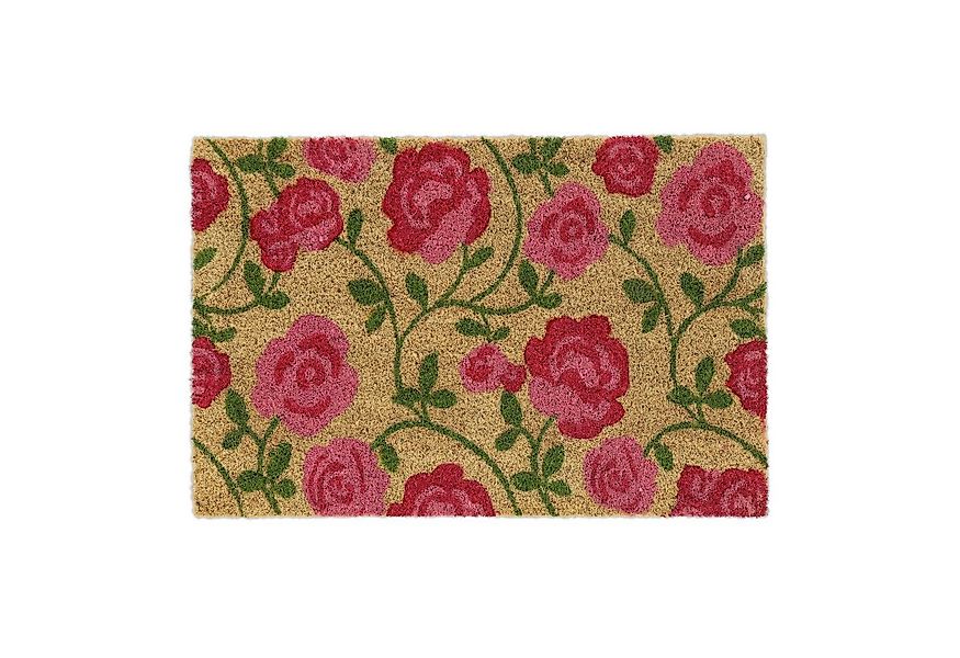 relaxdays Fußmatte Kokos Fußmatte mit Rosen-Motiv, Höhe: 15 mm günstig online kaufen