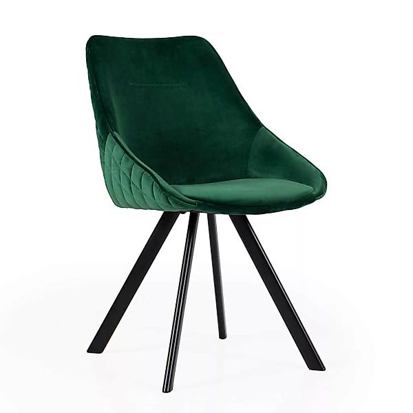 Esstisch Stühle in Grün Velours Metallgestell (2er Set) günstig online kaufen