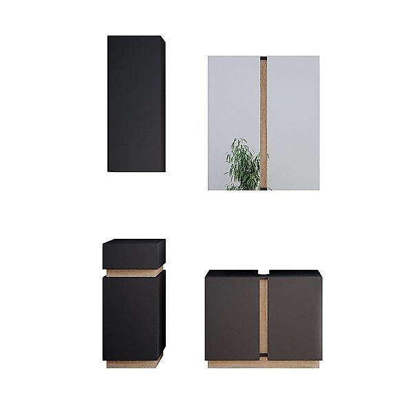 Vicco Badmöbel-Set Gloria, Anthrazit/Sonoma, 4 Teile, günstig online kaufen