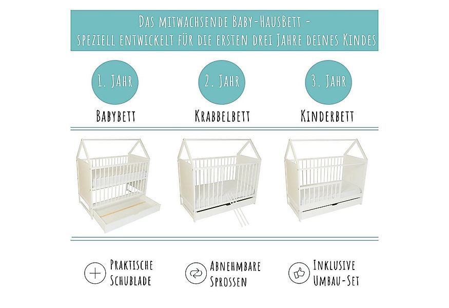 Kids Collective Babybett Beistellbett Kinderbett und Hausbett in einem mit günstig online kaufen