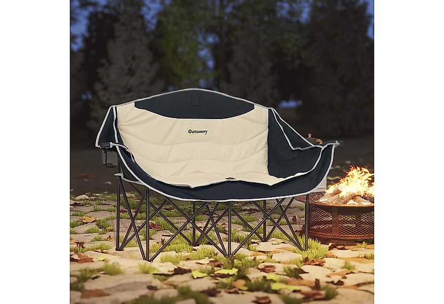 Outsunny Campingstuhl mit Getränkehalter, Tragetasche (2 Sitzer Faltstuhl, günstig online kaufen