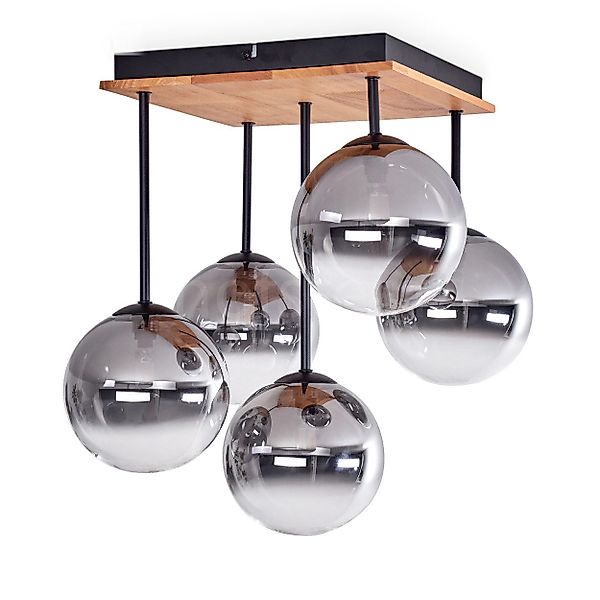 hofstein Deckenleuchte Deckenlampe aus Metall/Holz/Glas in günstig online kaufen
