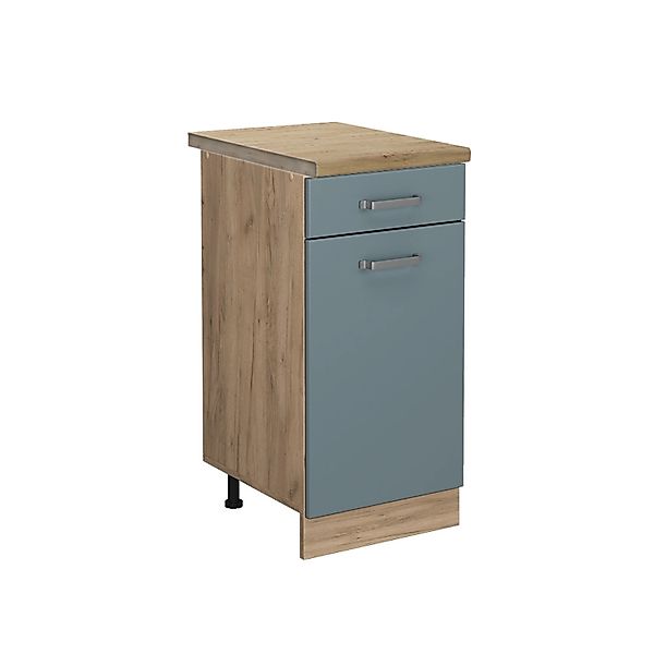 Vicco Küchenunterschrank R-Line Blau-Grau/Goldkraft Eiche 40 cm AP Eiche günstig online kaufen