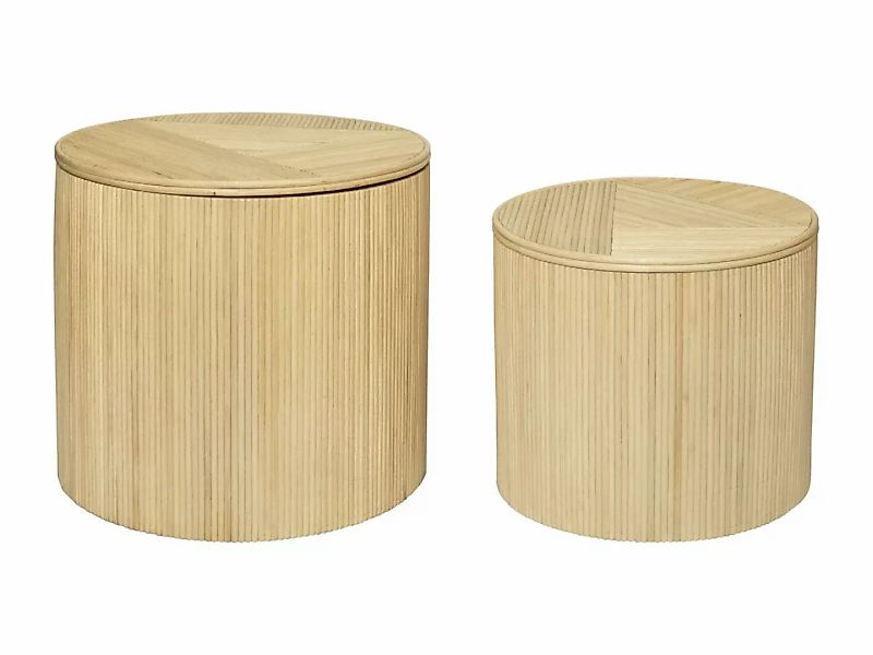 Beistelltische rund 2er-Set mit Stauraum - Rattan - 50 x 46 cm & 39,5 x 36 günstig online kaufen