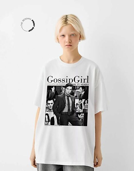 Bershka T-Shirt Gossip Girl Mit Kurzen Ärmeln Damen L Grbrochenes Weiss günstig online kaufen