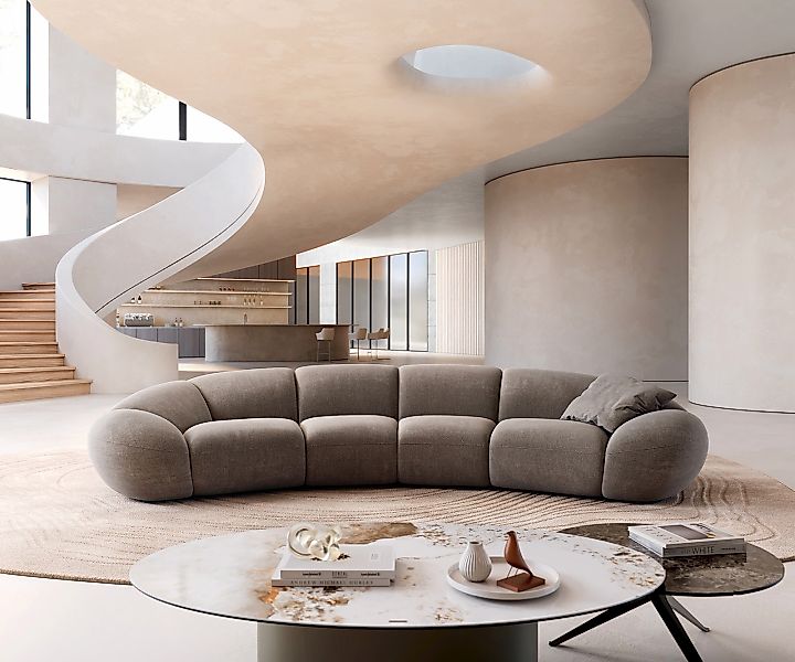 Big-Sofa Lunna 360x175 cm Strukturstoff Soft Taupe 2 Kissen günstig online kaufen