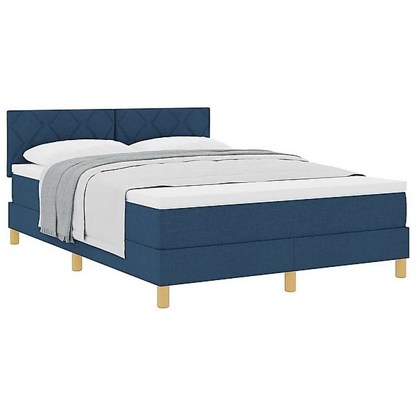 vidaXL Bett Boxspringbett mit Matratze Blau 140x190 cm Stoff (1-tlg) günstig online kaufen