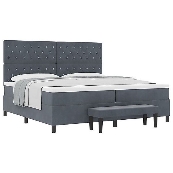 vidaXL Bett Boxspringbett mit Matratze & Bank Dunkelgrau 200x200 cm Samt (2 günstig online kaufen