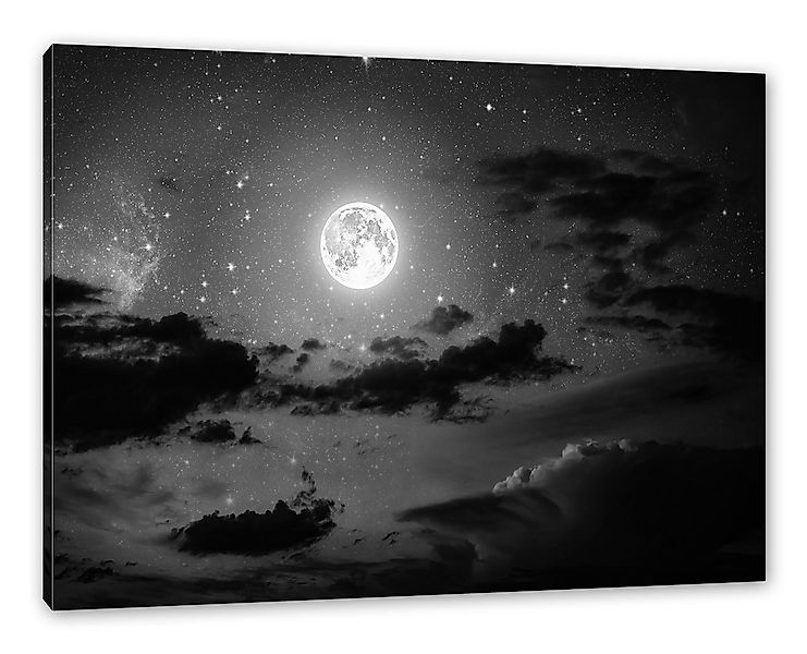 Pixxprint Leinwandbild Leuchtender Mond am Nachthimmel, Leuchtender Mond am günstig online kaufen