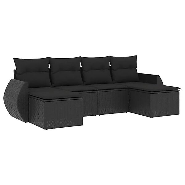 vidaXL 6-Tlg Garten-Sofagarnitur mit Kissen Schwarz Poly Rattan 3221714 günstig online kaufen