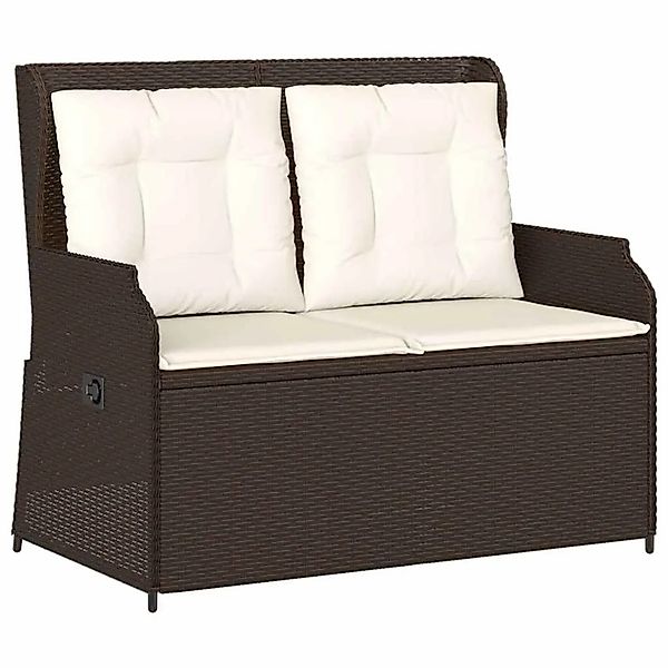 vidaXL Gartenbank Verstellbar mit Kissen Braun Poly Rattan 368956 günstig online kaufen