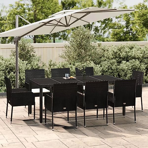 Vidaxl 9-tlg. Garten-essgruppe Mit Kissen Schwarz Poly Rattan günstig online kaufen