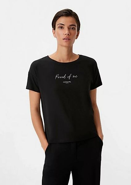 Comma Kurzarmshirt T-Shirt aus Baumwollmix Logo günstig online kaufen