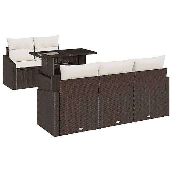 vidaXL Garten-Sofa-Set mit Speicher 6-Tlg Braun Poly Rattan 3357651 günstig online kaufen