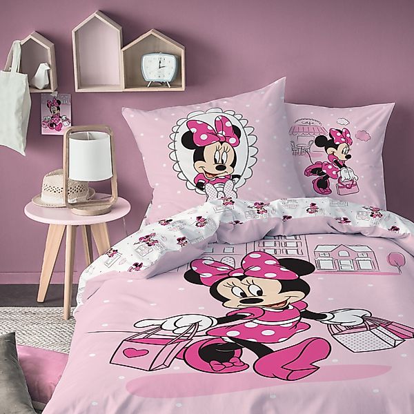 MTOnlinehandel Kinderbettwäsche Minnie Mouse 135x200 + günstig online kaufen