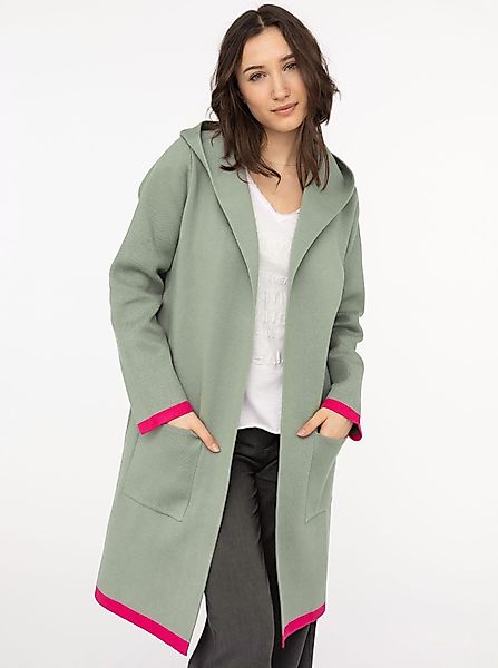 Zwillingsherz Strickjacke "Mona" Kapuze, Taschen, Kontrast-Kanten, günstig online kaufen