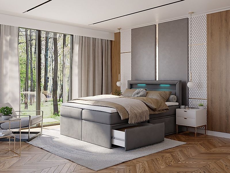 thematys Boxspringbett mit LED Polsterbett Stauraumbett 120x200, 140x200, 1 günstig online kaufen