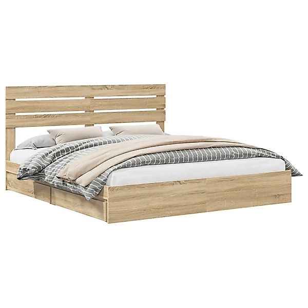 vidaXL Stauraumbett Sonoma-Eiche 180 x 200 cm Holzwerkstoff 3411550 günstig online kaufen