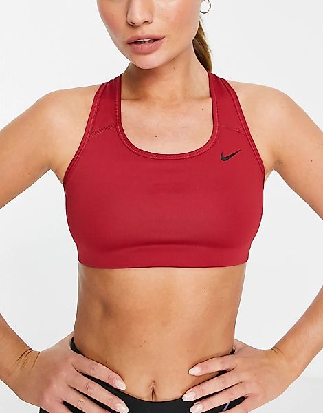 Nike Training – Unwattierter Sport-BH in Rot mit Swoosh-Logo und mittlerer günstig online kaufen