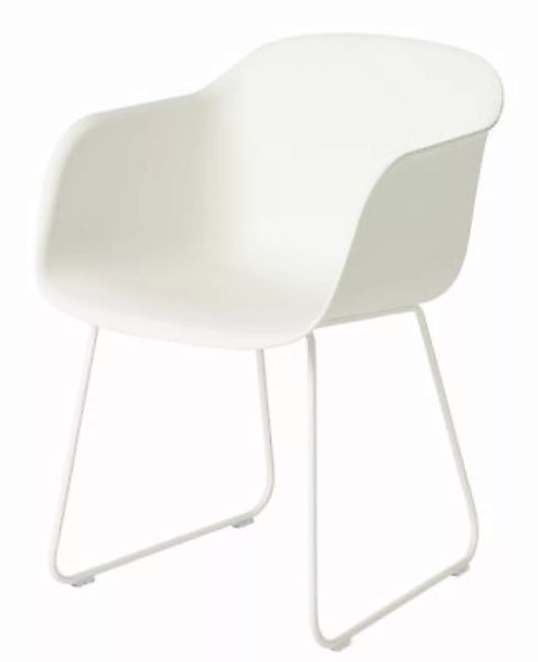 Sessel Fiber plastikmaterial weiß / mit Kufengestell - Muuto - Weiß günstig online kaufen