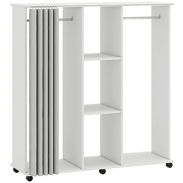 HOMCOM Kleiderschrank Garderobe Mobiles Aufbewahrungsmöbel 6 Rollen 120L x günstig online kaufen