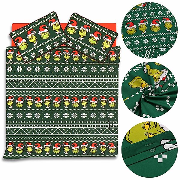 Sarcia.eu Bettwäsche Grinch grüne Baumwolle Weihnachtsbettwäsche günstig online kaufen