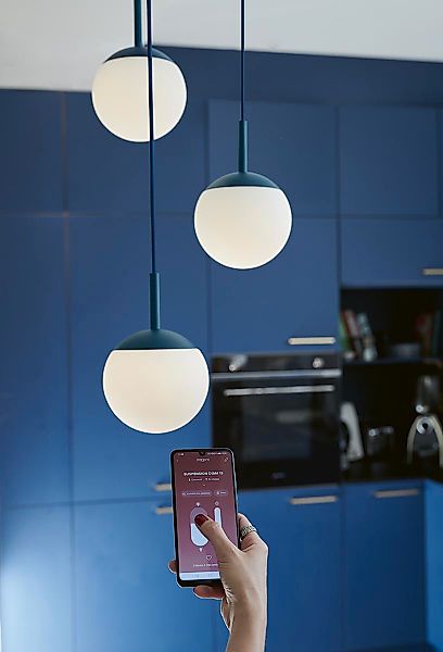 MOOON! Dreifache Hängelampe Ø15 cm Acapulcoblau günstig online kaufen