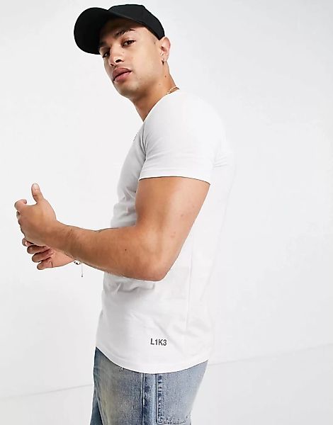 Bershka – T-Shirt in Weiß mit V-Ausschnitt günstig online kaufen