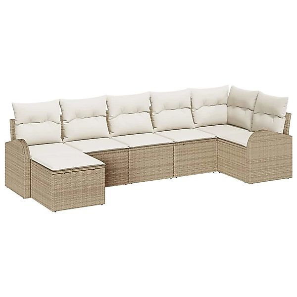 vidaXL Garten-Sofa-Set 7-Tlg Beige Poly Rattan 3354800 günstig online kaufen