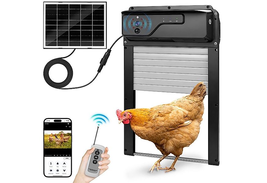 XERSEK Hühnerstall Automatische Hühnerklappe mit Solar, APP-Echtzeitsteueru günstig online kaufen