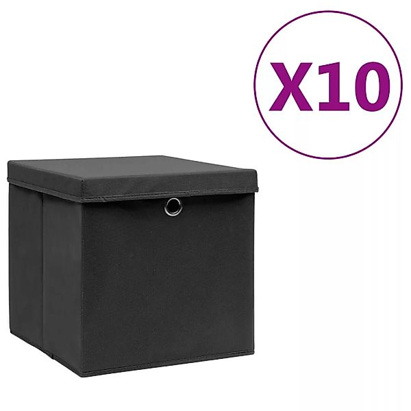 Aufbewahrungsboxen Mit Deckeln 10 Stk. 28x28x28 Cm Schwarz günstig online kaufen