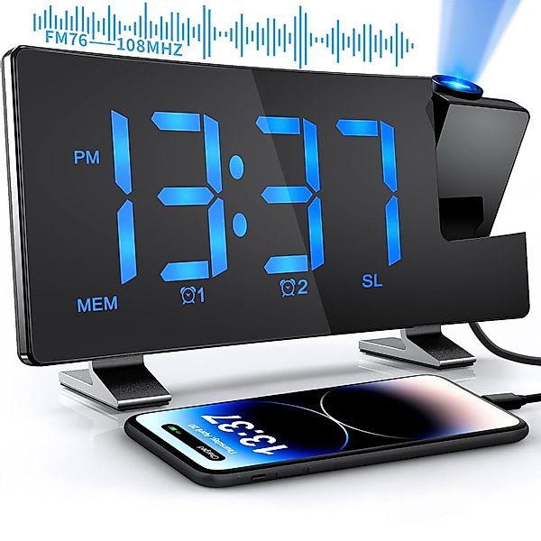 REDOM Projektionswecker Digitaler Projektionsradiowecker Funk-Projektionswe günstig online kaufen