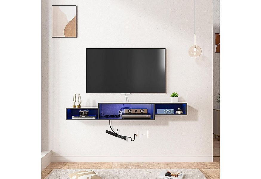 FABATO TV-Schrank schwebender und hängender Fernsehschrank, Lowboard mit LE günstig online kaufen