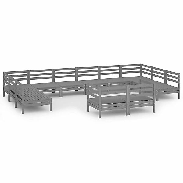 12-tlg. Garten-lounge-set Grau Massivholz Kiefer günstig online kaufen