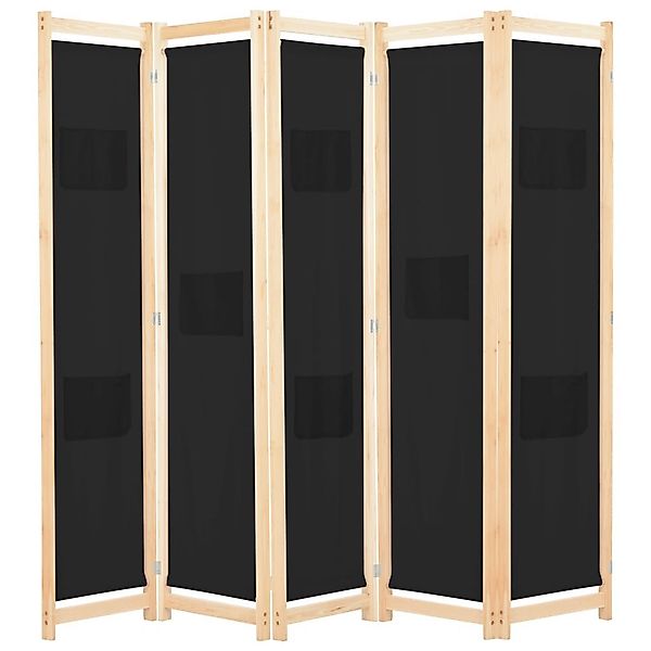 5-teiliger Raumteiler Schwarz 200 X 170 X 4 Cm Stoff günstig online kaufen