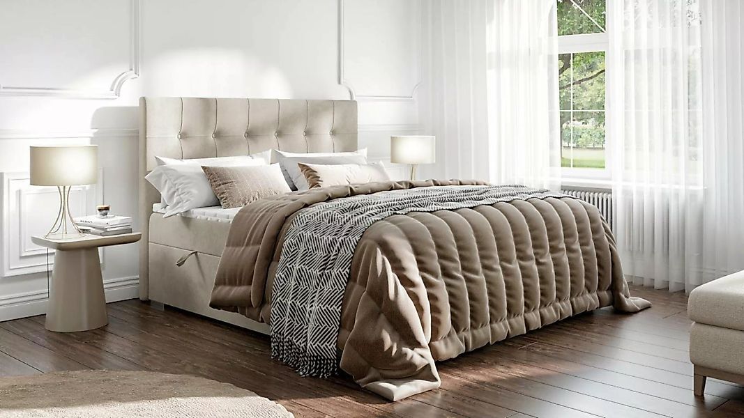 JVmoebel Boxspringbett Bett Luxus Schlafzimmer Doppelbett Textil Design Box günstig online kaufen