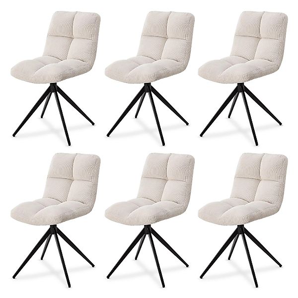 Juskys Drehstuhl Dallas 6er Set Cord Beige günstig online kaufen