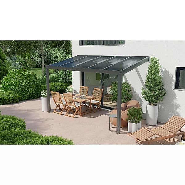 Terrassenüberdachung Professional 400 cm x 250 cm Anthrazit Struktur PC Kla günstig online kaufen
