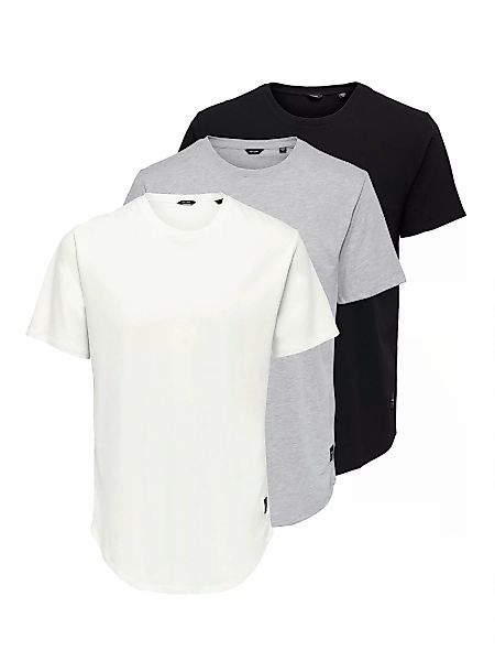 ONLY & SONS Rundhalsshirt "ONSMATT LONGY SS TEE 3-PACK", (Packung, 3 tlg.) günstig online kaufen
