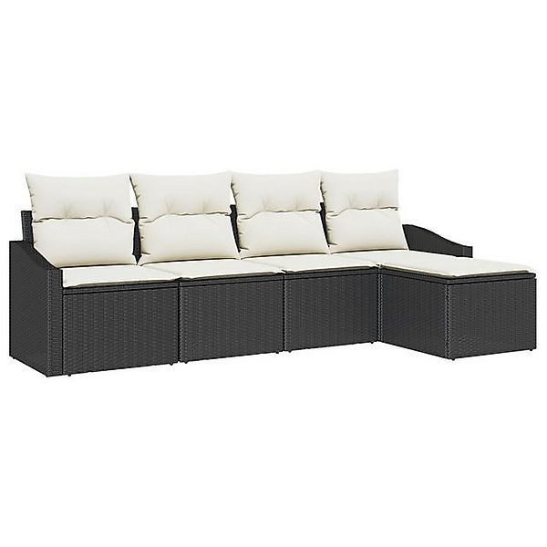 vidaXL Loungesofa 5-teiliges Garten-Sofa-Set mit Kissen braun Poly-Rattan, günstig online kaufen