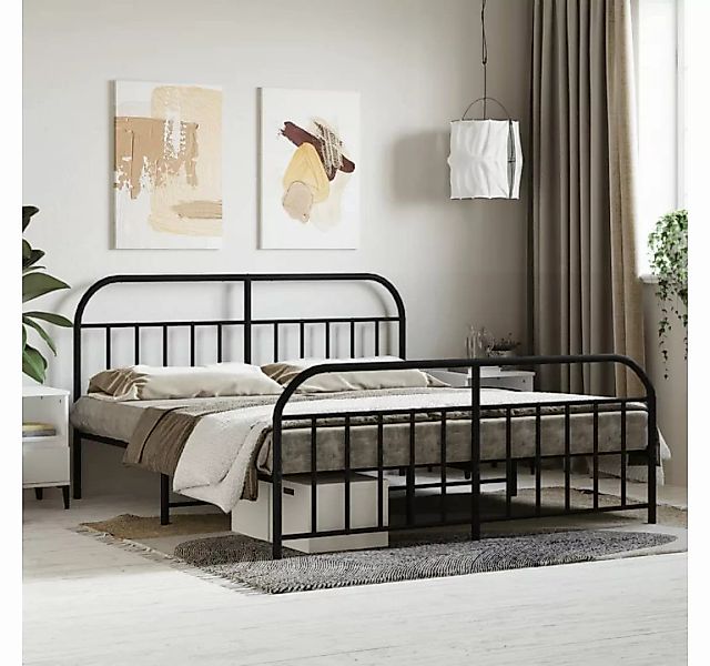 furnicato Bett Bettgestell mit Kopf- und Fußteil Metall Schwarz 160x200 cm günstig online kaufen