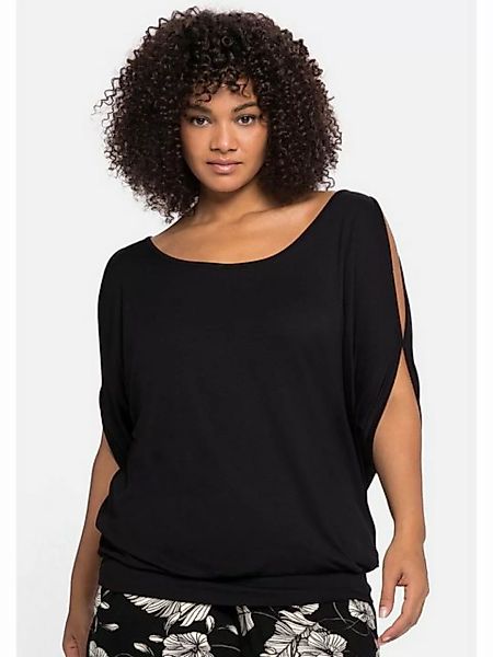 Sheego T-Shirt Große Größen mit geschlitzten Fledermausärmeln günstig online kaufen