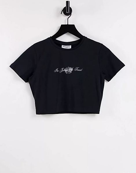 Juicy Couture – Anniversary – T-Shirt in Schwarz mit Kronen-Print günstig online kaufen