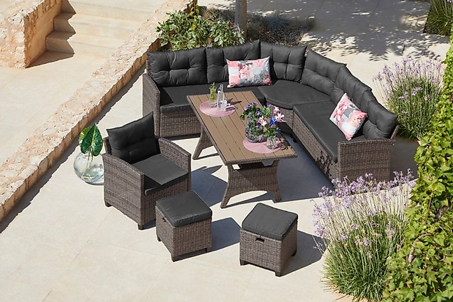 KONIFERA Gartenlounge-Set »Keros Premium« Set, 2x 2er Sofa, 1x Ecke, 1x Ses günstig online kaufen