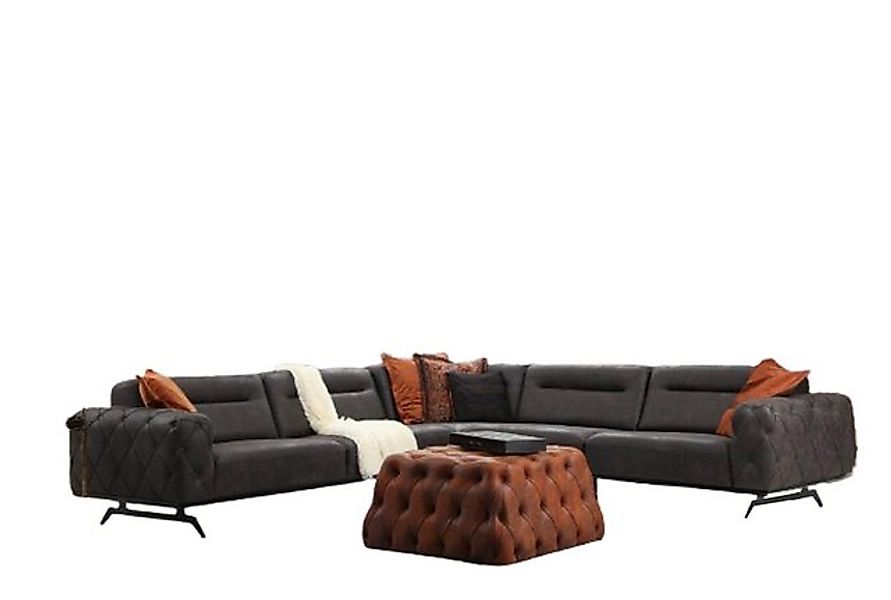 JVmoebel Ecksofa Eckgarnitur Stoffsofa Ecksofa L form Couch Grau Sofa Polst günstig online kaufen