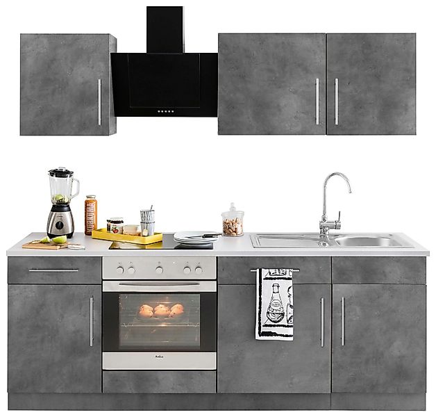 wiho Küchen Küchenzeile Cali, mit E-Geräten, Breite 220 cm mit Metallgriffe günstig online kaufen