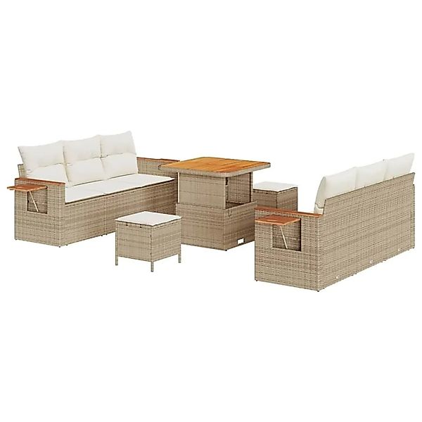 vidaXL Gartensofa-Set mit Kissen 11 Stk Beige und Creme Poly-Rattan 3365076 günstig online kaufen
